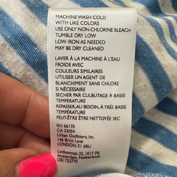 FP Beach Soft Blue Striped Tunic/Dress/Coverup. Open Back Detail, Ruffle Front. - Picture 16 of 16